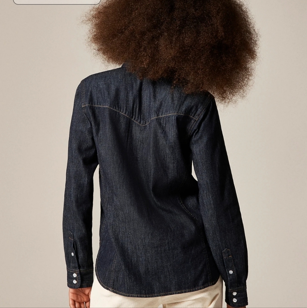 J Crew Jules western shirt in denim CN488 Size 12 **Flaw NWT - Picture 3 of 12